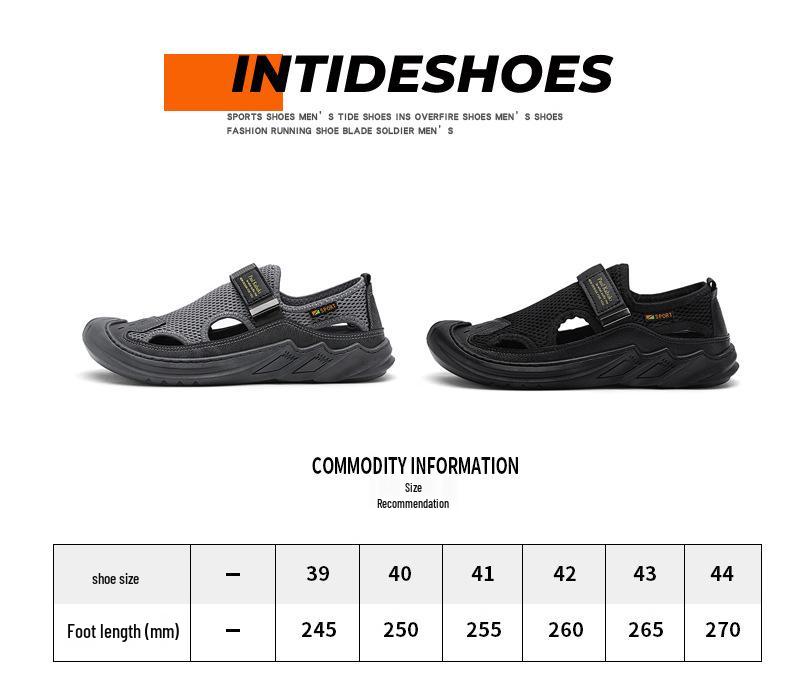 Men's 2024 Summer Genuine Leather Mesh Sandals - Breathable Soft Sole Casual Beach Shoes