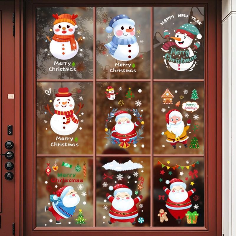 Weihnachtsmann, Schneemann, Atmosphärendekoration, Elektrostatische Fensterdekorationen, Glas- und Fensteraufkleber
