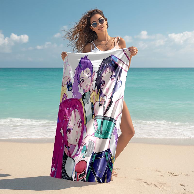 1pc KPop Demon Hunters3 Beach Towel, Comfortable and Thick, and Swimming/Bath/Picnic/Camping Towel, Suitable for Seaside Beaches