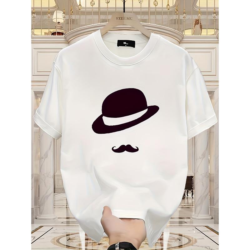 Men S Casual Short-Sleeve T-Shirt with a Trendy Print, Made of Heavyweight Pure, Perfect for Summer S белый