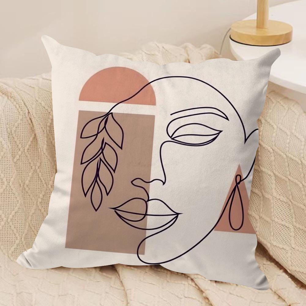Abstract Face Collection Print Cushion Cover Soft Plush DoubleSided Printed Sofa Pillow Cushion Cover  AllSeason Decor Gift