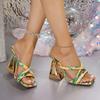 2025 Ladies Shoes Open Toe Women's Slippers Summer New Outdoor Dress Plus Size Printing Best Seller Elegant High Heels