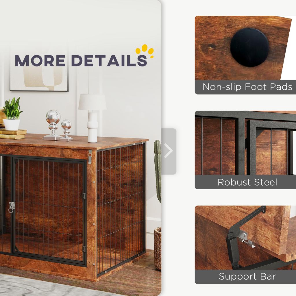 Dog Crate Furniture With Openable Top Two Doors For Extra Large Dogs Rustic Brown