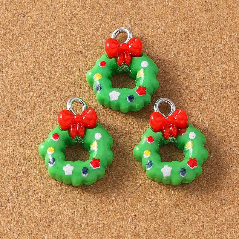 

10pcs Cute Resin Christmas Charm Santa Claus Elk Snowman Pendants for Jewelry Making Necklace Earrings DIY Bracelet Accessories