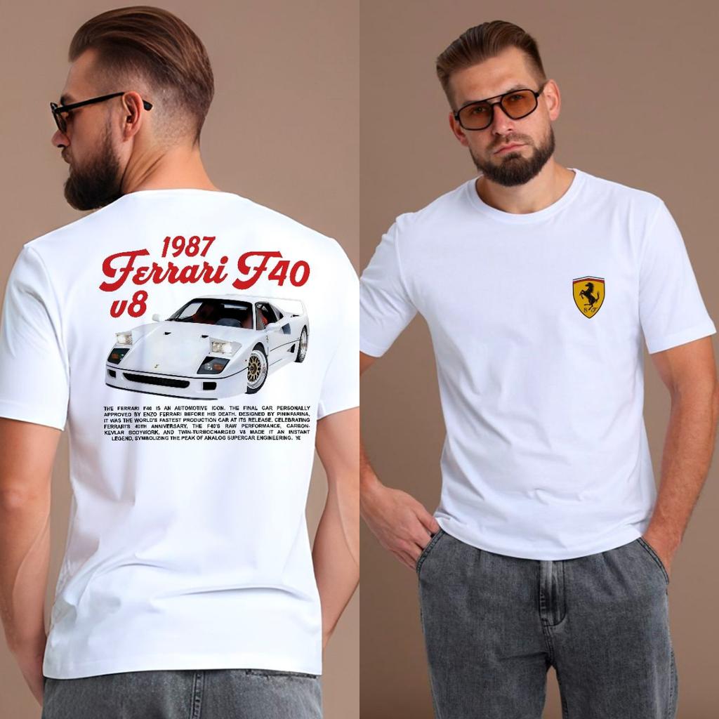 Camiseta Estampada Gráfica de Superdeportivos Porsche y Ferrari para Hombre Mujer Street Oversize Y2k Manga Corta Ropa Masculina Femenina de Alta Calidad