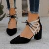 Fashion Ladies Shoes Lace-up Women's High Heels  Plus Size Shallow Office and Career New Color Matching Heels Women