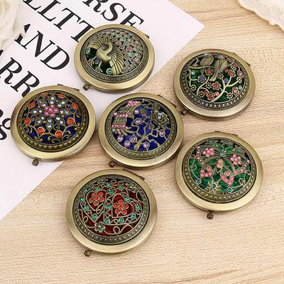 Metal Hollow Flower Double-sided Makeup Mirror Pocket Folding Female Makeup Cosmetic Beauty Mirrors Vanity Make Up Mirrors