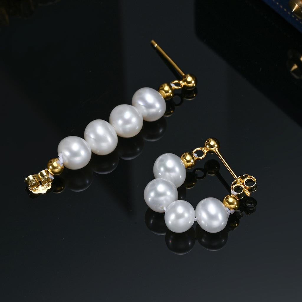 Cut 5-6mm Natural Freshwater White Pearl Flat Round Ear Studs 925 Sterling Silver Earrings Fine For Women Girls Jewelry Gifts