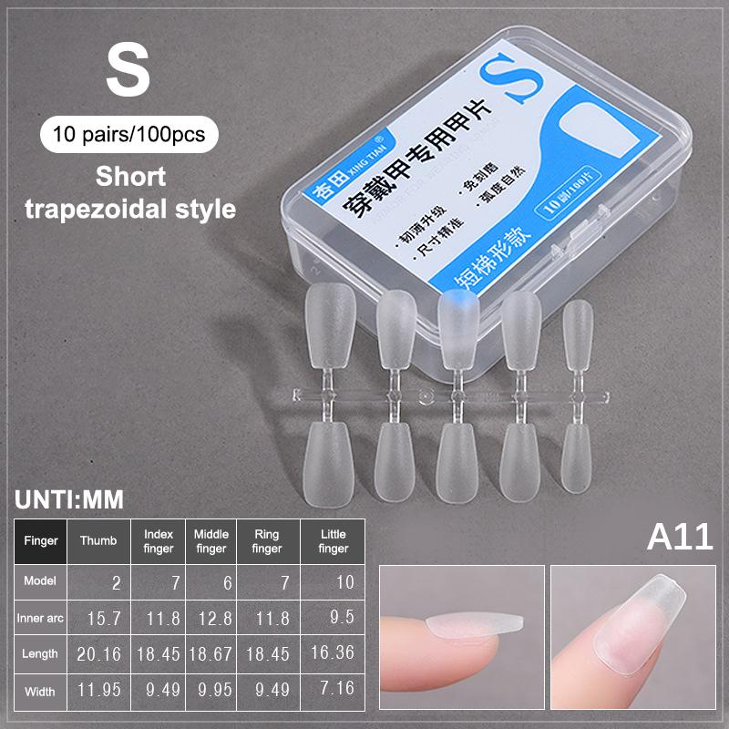 100PCS/Box Fake Nail Tips Medium Design Matte Finish False Nails Manicure Tool Extension Press On Nails