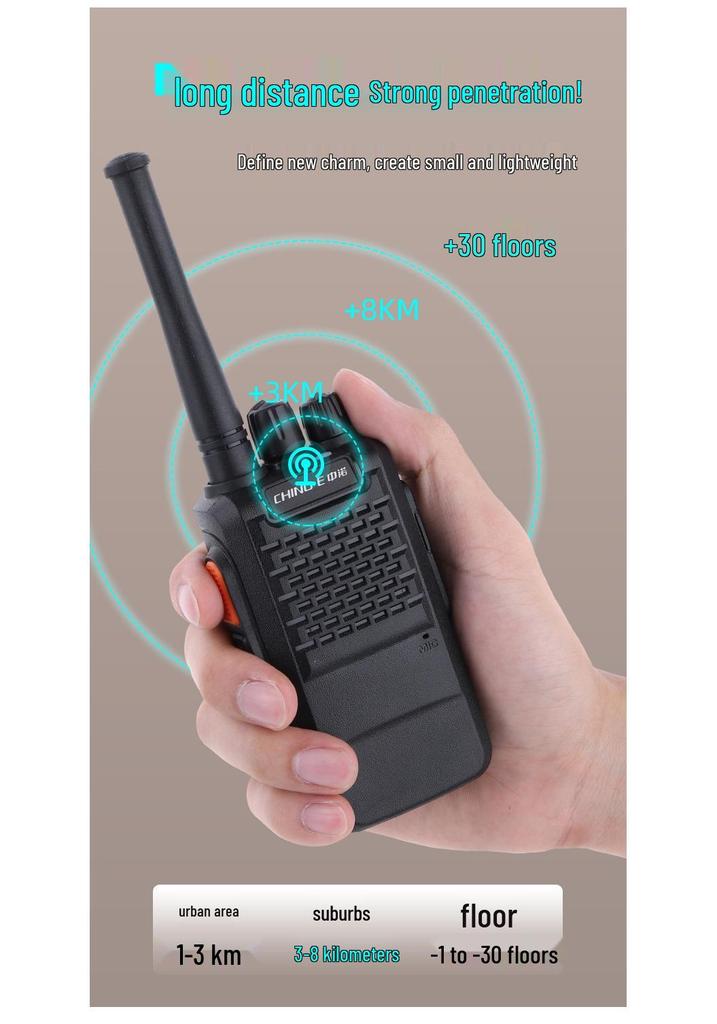 Zhongnuo W16 Black Lightweight Walkie-Talkie: Compact Handheld Device for Business or Indoor/Outdoor Communication.