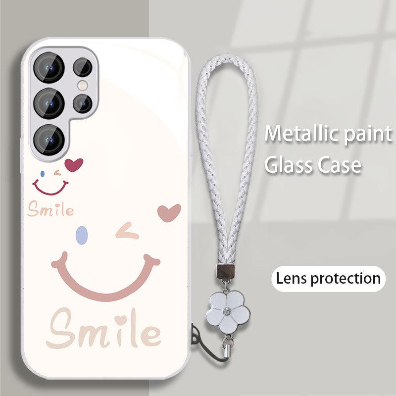 Knipperend Smiley Gezicht Geschikt voor Samsung S24PLUS Mobiele Telefoonhoesje S23 Nieuw S22ULTRA Metaal A52 Glazen Hoesje A53