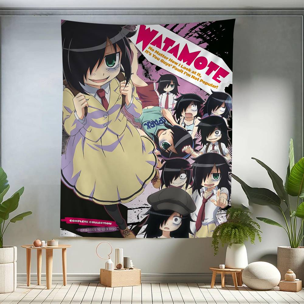 Anime Cartoon KKuroki TTomoko DIY Wall Tapestry Hanging Tarot Hippie Wall Rugs Dorm INS Home Decor 74x94cm(29x37in)