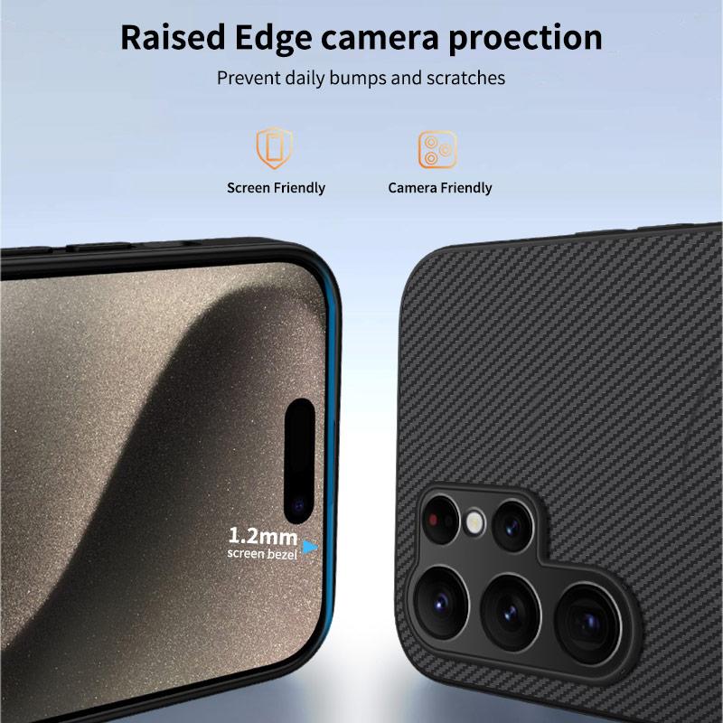 Business Karbonfaser für Magsafe Hülle für Samsung Galaxy S26 Ultra S26 Pro S25 Edge Plus S24 FE S23 S22 S21 S20 Kabelloses Laden Kameraschutzhülle