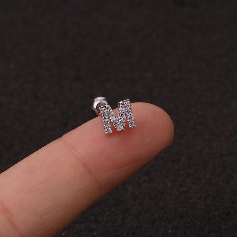 Trendy 26 Letters Tragus Cartilage Earring Women Exquisite Tiny Initial Alphabet Name Helix Earring Piercing Jewelry Gift