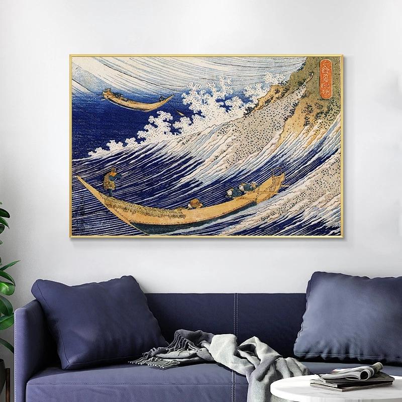 Japanese Art The Ocean Waves Canvas Painting Posters and Prints Vintage Wall Art Picture Cuadros for Living Room Home Decoration No Frame