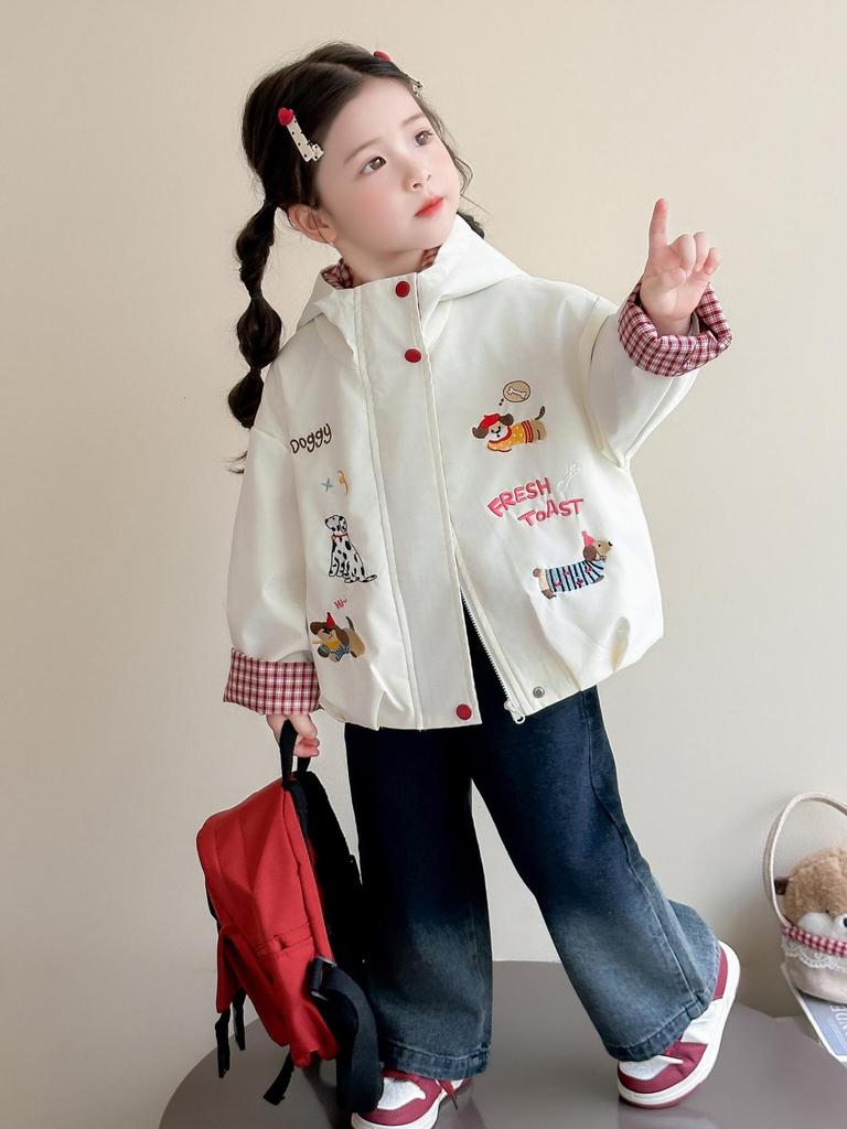 Mädchen 2025 Frühling/Herbst Kapuzen-Windjacke & Strickjacke