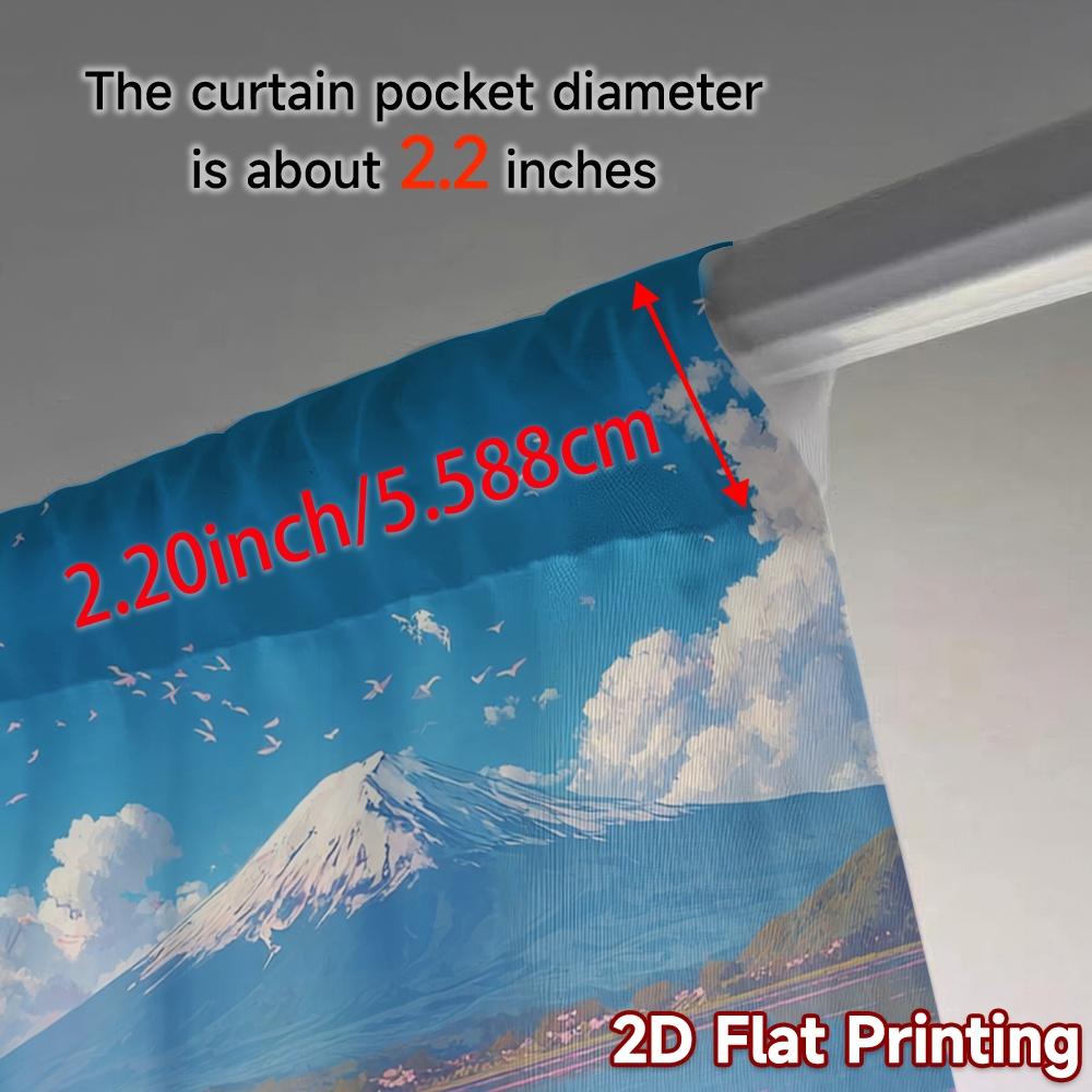 2pcs   2D FLAT PRINTING Curtains (Without Rod) Sakura Reflection Pattern Modern Curtains Fabric Curtains Holiday Use for Bedroom