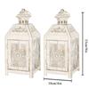 2Pcs Vintage Candle Holder White Lantern 9.5" High Metal Candle Lantern Hanging Lantern for Wedding Parties Home Decor