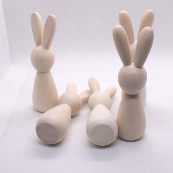 Unfinished Wooden Rabbit Wood Easter Blank Bunny Bunny Figurine Crafts DIY Mini Peg Dolls