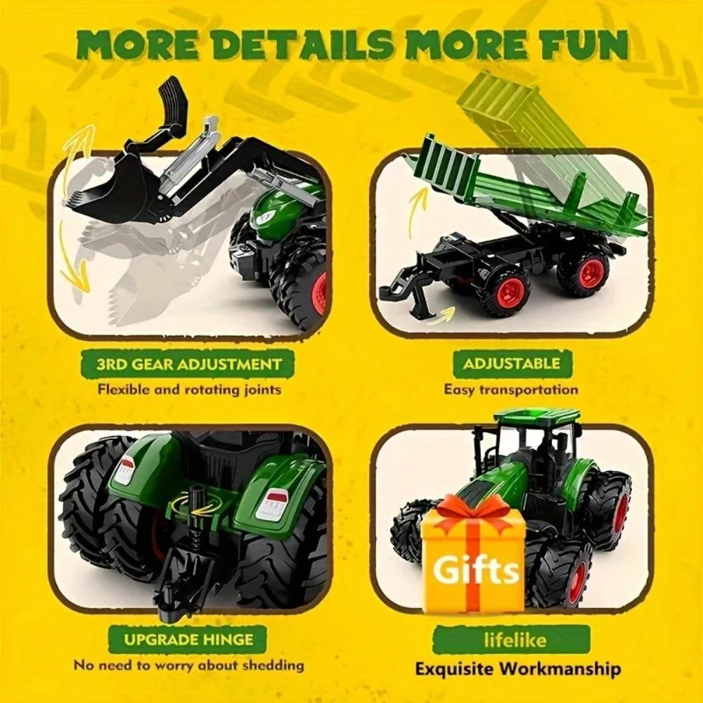 1:24 Inertial Farm Tractor with Detachable Accessories, Kids Outdoor Play Toy, Perfect Holiday Gift