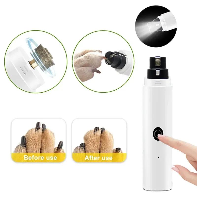 Mașini electrice de tăiat unghii pentru câini mașini de slefuit de unghii, reîncărcabilă prin USB, lumină LED, pentru animale de companie, labe de pisică, consumabile pentru îngrijirea unghiilor