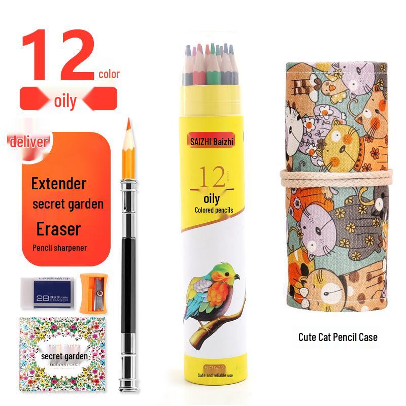 Sześciokątne Kredki Kolorowe Rozpuszczalne w Wodzie na Bazie Oleju - 12, 24, 36, 48, 72 Kolory - Zestaw do Rysowania dla Studenta