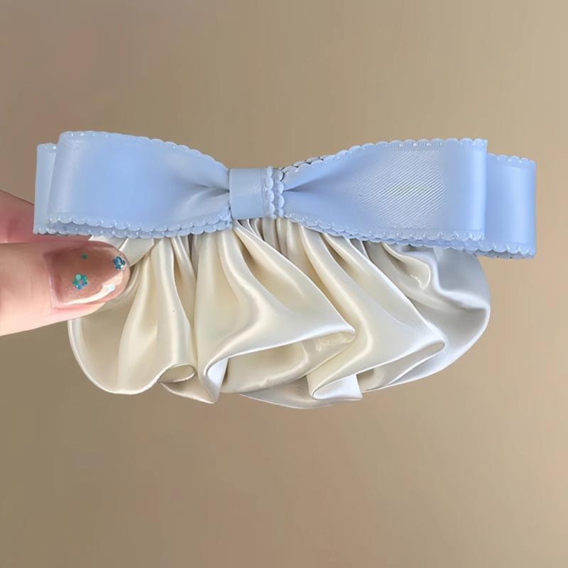 Bow Hair Clip, Women's Top Clip, Milk Silk Fabric, Back of The Head, Pleated and Versatile Hair Accessory