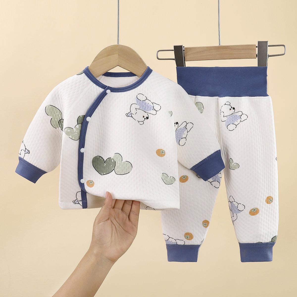 

Children s Quilted Cotton Base Layer Set: Cozy Autumn & Winter Outfit for Infants & Toddlers 66 cm