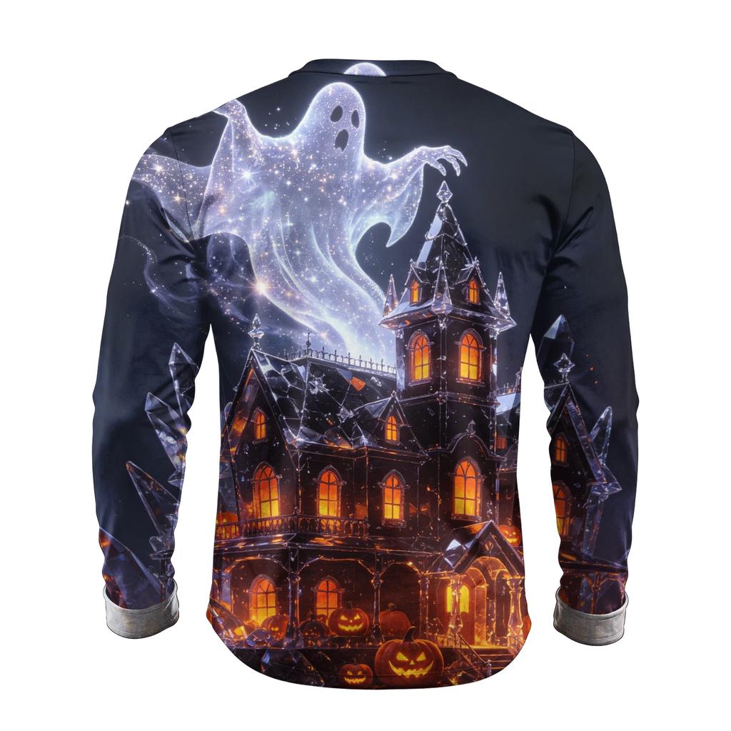 Men's Halloween Printed Crewneck Long Sleeve Top Casual Loose Fit