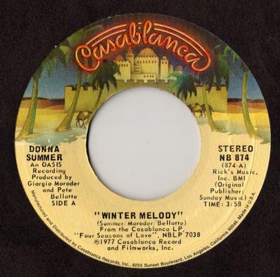 7inch Record DONNA SUMMER - Winter Melody NB874 Casablanca 1976 US Dance & Electronica Used