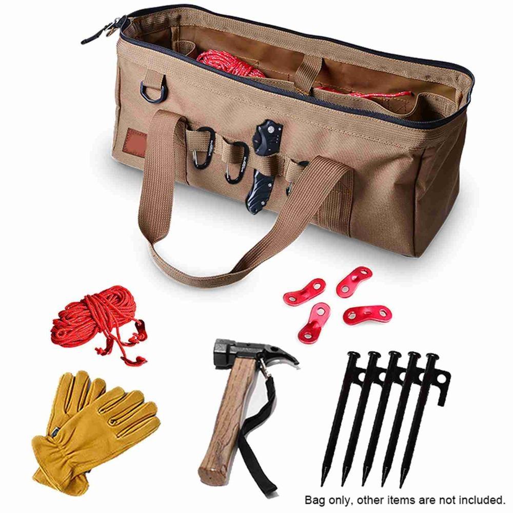 

Zipper Closure Wide Mouth Tool Bag Large Capacity Gear Storage Bag Tool Organizer Bag Electrician коричневий