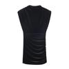European & American Style Velvet Padded Shoulder Sleeveless Slim Fit Autumn Short Dress