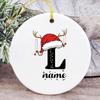 Baby's Christmas Ornament Personalized Initial with Name Ceramic Bauble Gift for Newborn Present for Baby Custom Xmas Decoration