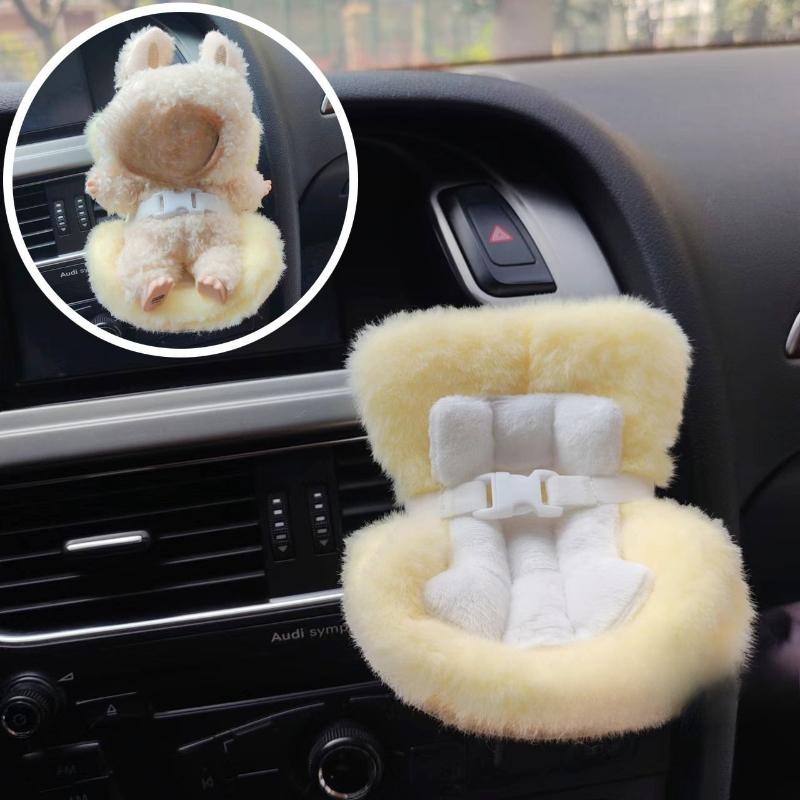 Plush Doll Safety Seat Ornaments for Car Decoration Kawaii 17cm Doll Small Chair Figurines Car Air Conditioning Outlet Decor New
