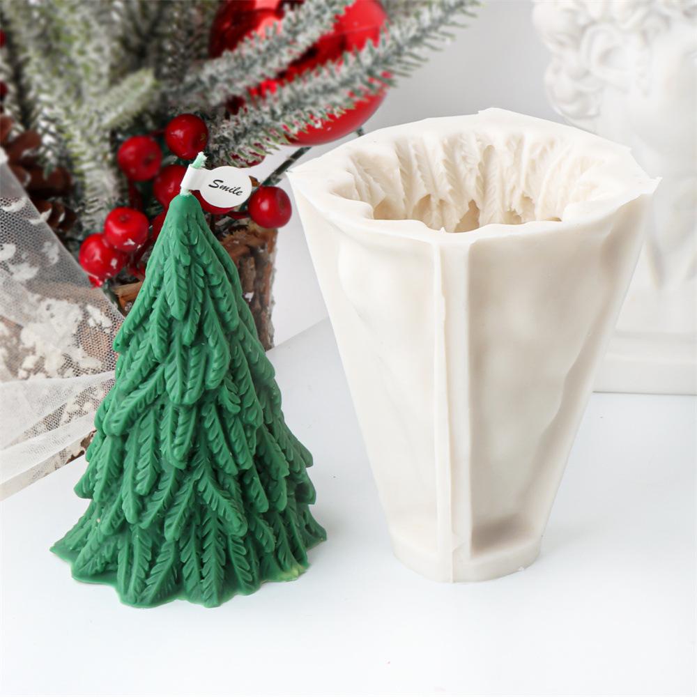 3D Geometric Christmas Pine Tree Candle Molds Silicone DIY Pine Cone Aromatherapy Candles Making Resin Molds Home Decor Supplies