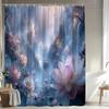 1pc Natural Landscape for Lotus Shower Curtain Dreamy Landscape Fresh Bathroom Decoration Polyester Fabric Contains 12 Hooks