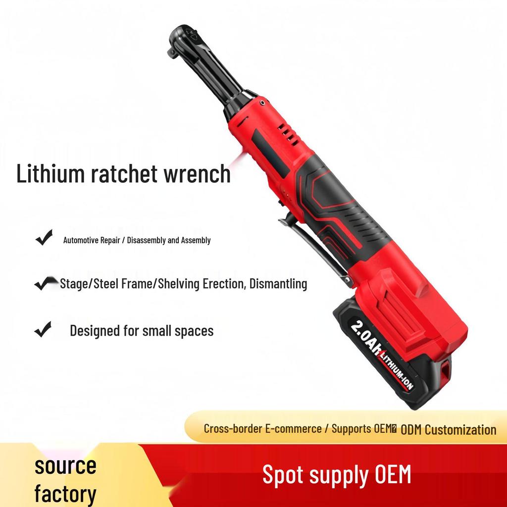 21V Electric Right Angle Ratchet Wrench with Lithium Battery for Auto Repair and Installation