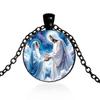 A pendant necklace featuring the scene of Jesus meeting the Virgin Mary, a time-honored gemstone glass pendant necklace suitable for everyday wear