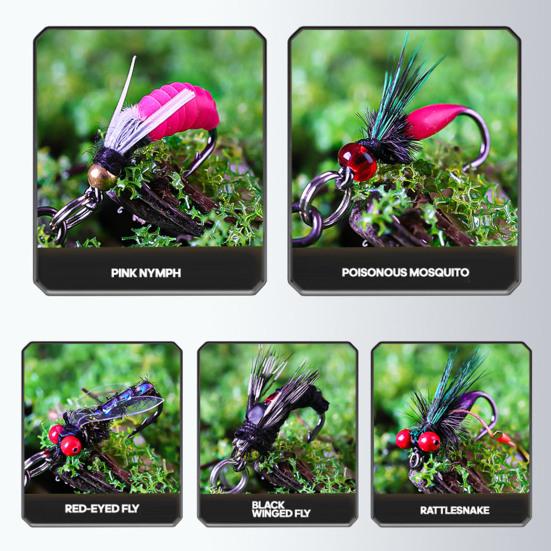 5Pcs Bionic Fishing Baits with Sharp Hook Compact Design Portable Rotatable Saltwater Freshwater Swimbaits Fly Fishing Lures