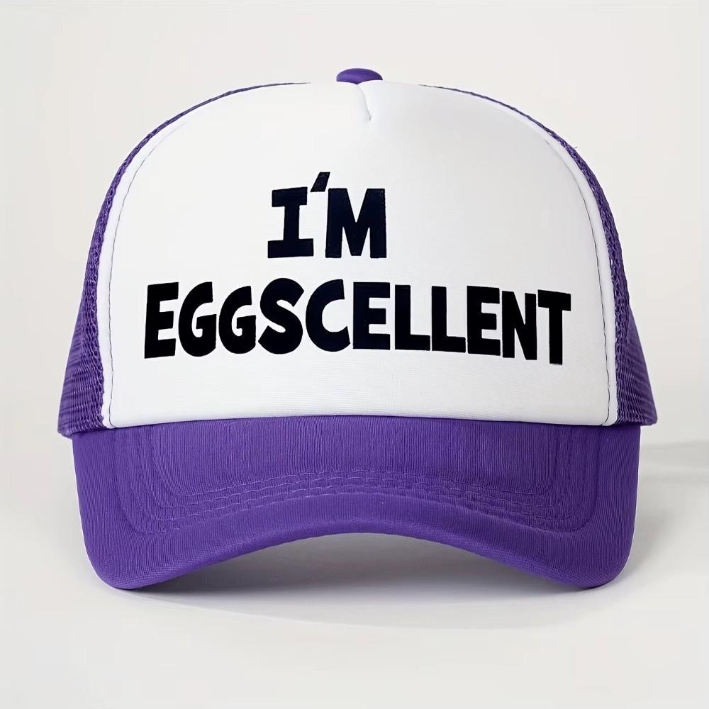Foam Mesh I'M EGGSCELLENT Trucker Cap Curved Brim Snapback Cap Fashion Golf Hat For Men Women