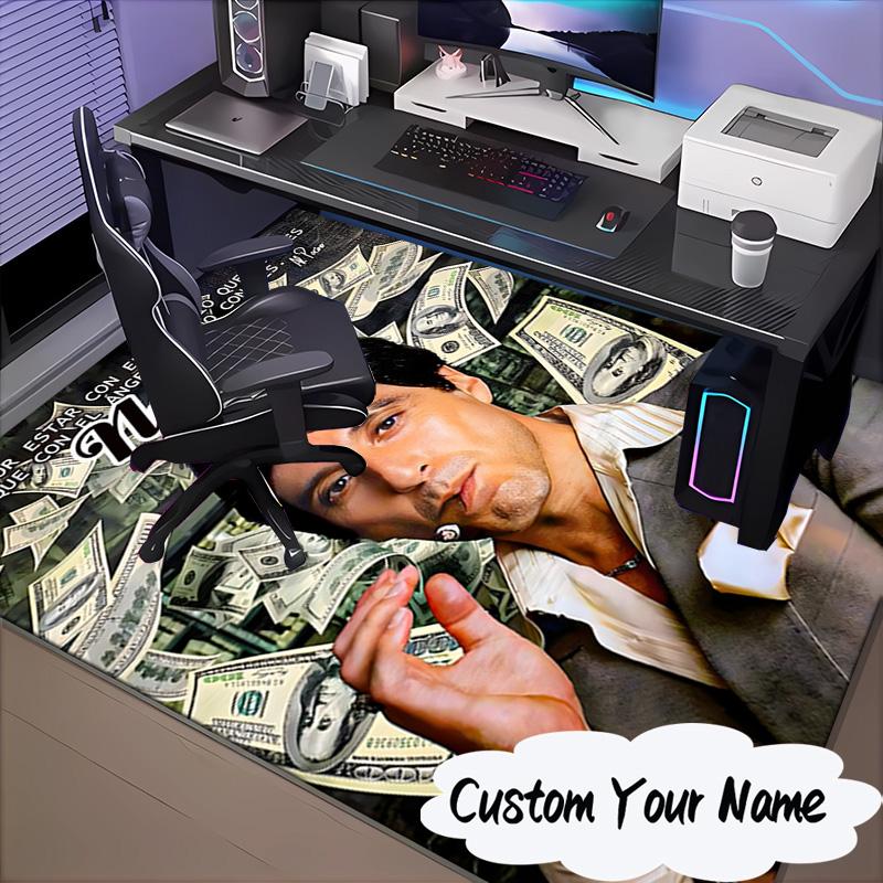 Custom Name Scarface Rug for Living Room, Game Rooms, Office, Bedroom, Floor Mat Playful Design, fan gifts Christmas decor