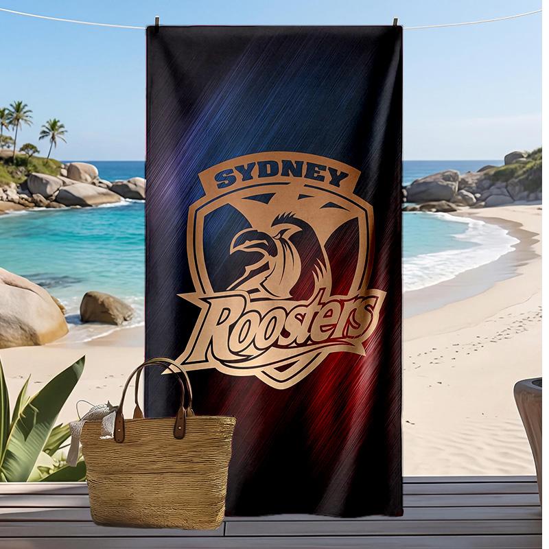 Sydney Roosters Print Beach Towel Soft Portable Quick?dry Towel For Pool Summer Vacation Outdoor Sport