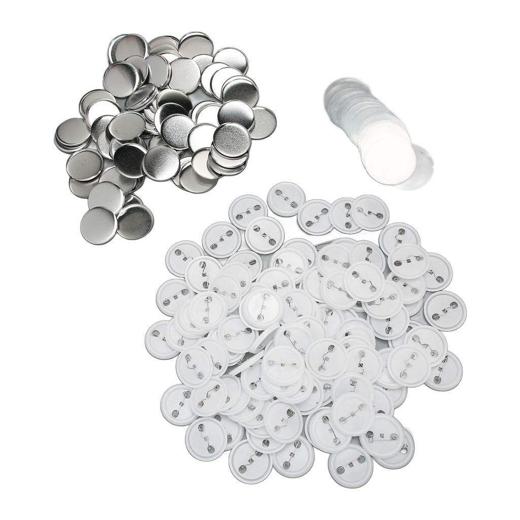 100 Set Pin Back Button Parts Tinplate Plastic Base Rustproof Widely Used Button Making Supplies for