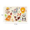 Baby Montessori Wooden Puzzle Hand Grab Board Toys Educational Alphabet Shape Puzzles for Kids Cartoon Animal Vehicle Child Gift