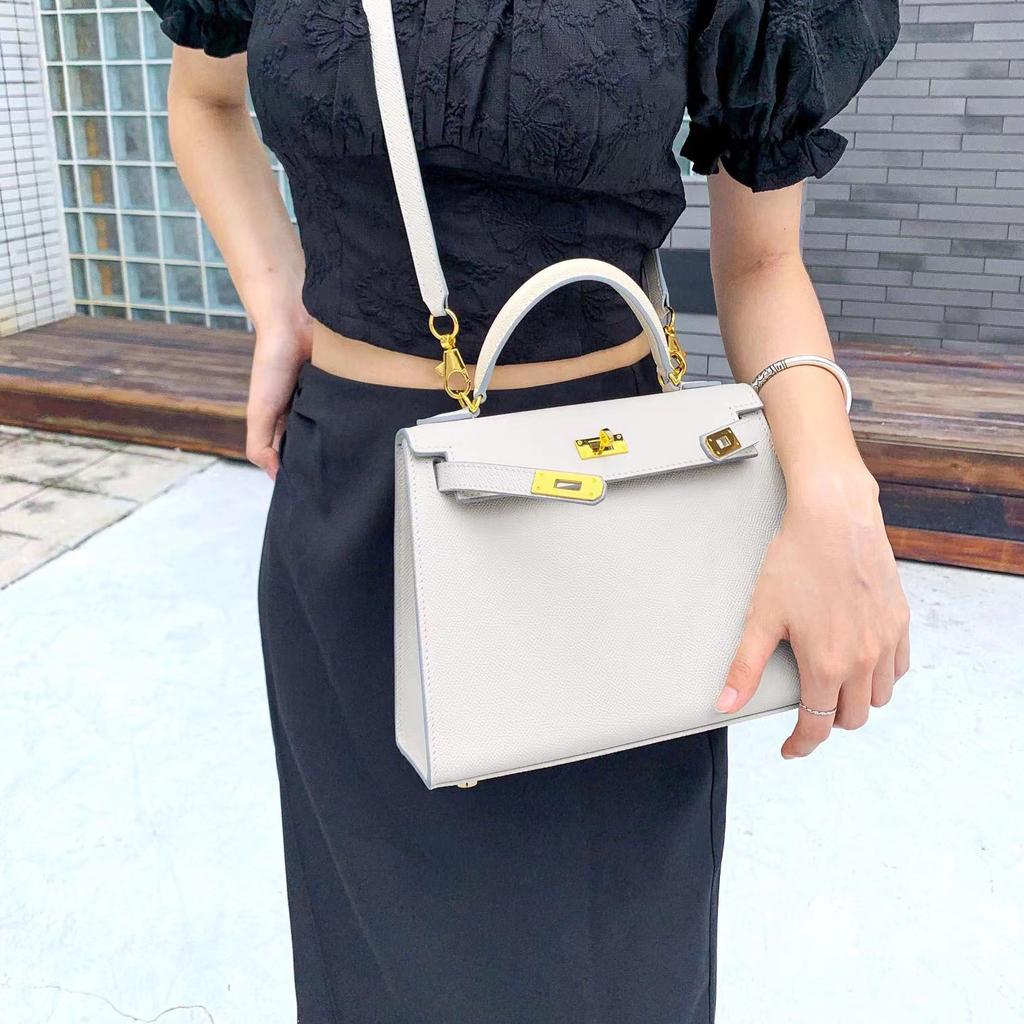 Palmprint genuine leather second-generation single-shoulder women's bag crossbody ins handbag with contrasting color design