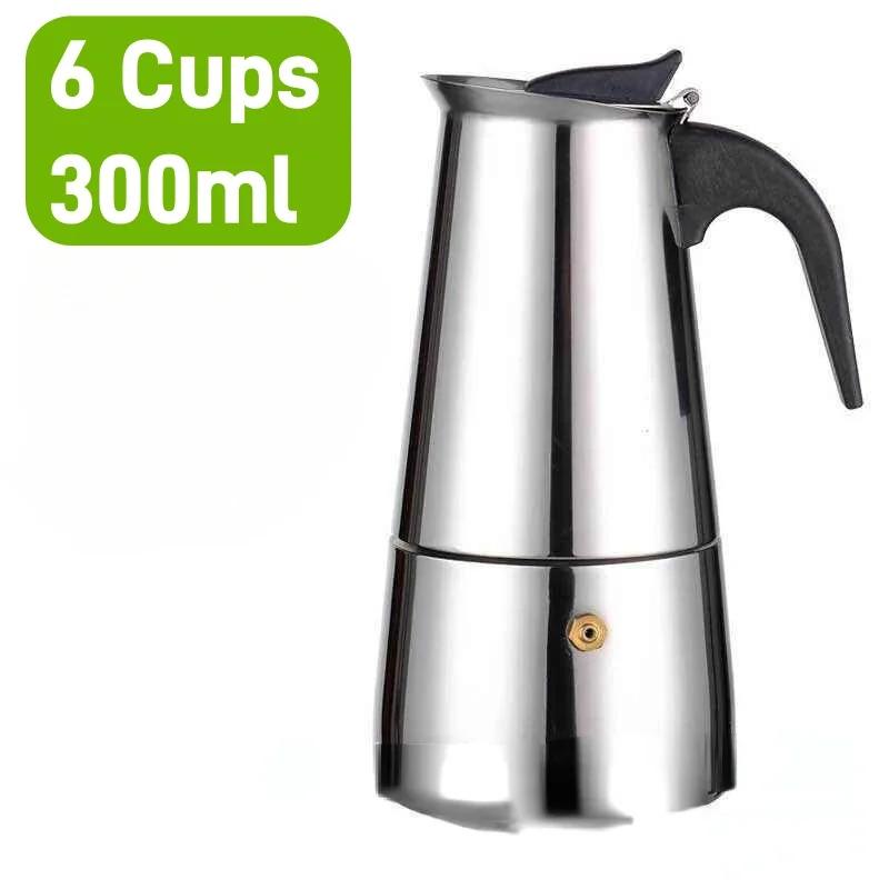 Koffiezetapparaat Moka Pot, 2/4/6 Kopjes Roestvrij Staal Café Percolator Maker, Italiaans koffiezetapparaat Geschikt voor Inductiekookplaten Koffieware