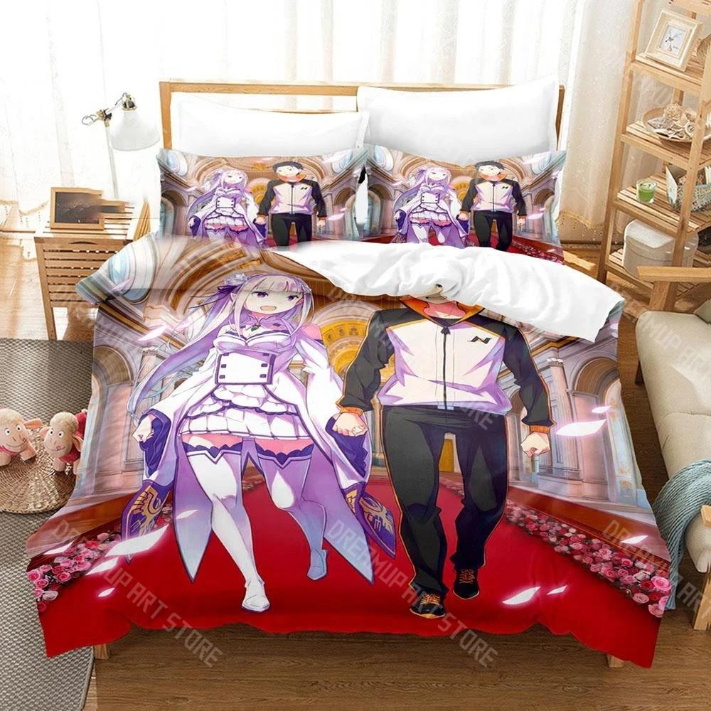Re ZERO Starting Life in Another World Rem Emilia Bedding Set Boys Girls Duvet Cover Twin Queen King Full Single Double Sizes