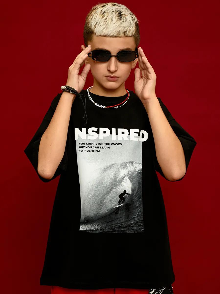 Sporty hip hop loose oversized t-shirt with print L