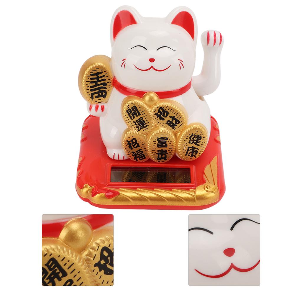 Cat Solar Powered   Size Bring in Wealth and Treasure Cute Smile   Maneki Neko for Car Bedroom