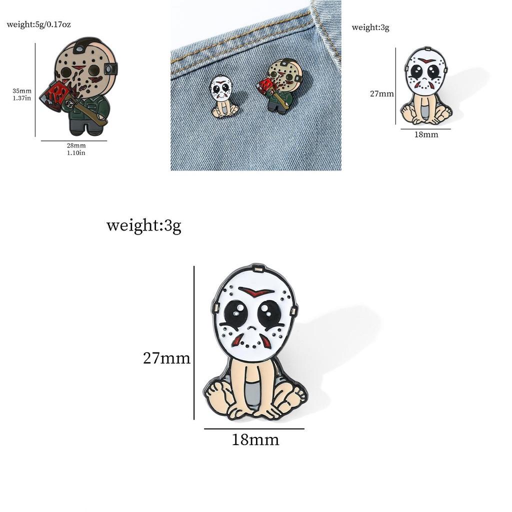 Cartoon Halloween Brooch Horror Movie Friday The 13th Jason Metal Oil Drop Badge Accessories Pin Xz3030xz3011-8